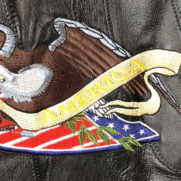 Black leather embroidered moto jacket NWT - Picture 3 of 15